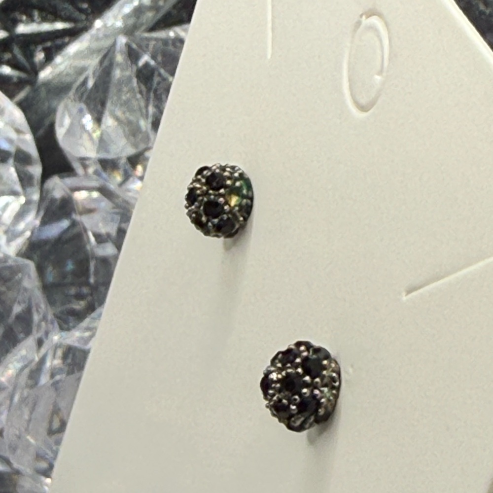 Black Textured Earrings Post Backs - image 1